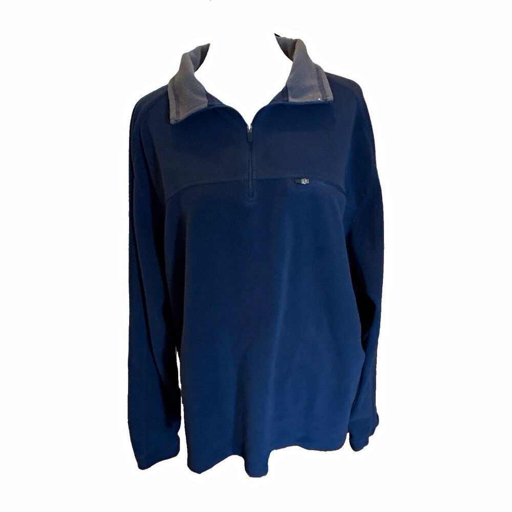 L.L. Bean Men’s XXL Blue Fleece 1/4 Zip Mock Neck Pullover Sweatshirt